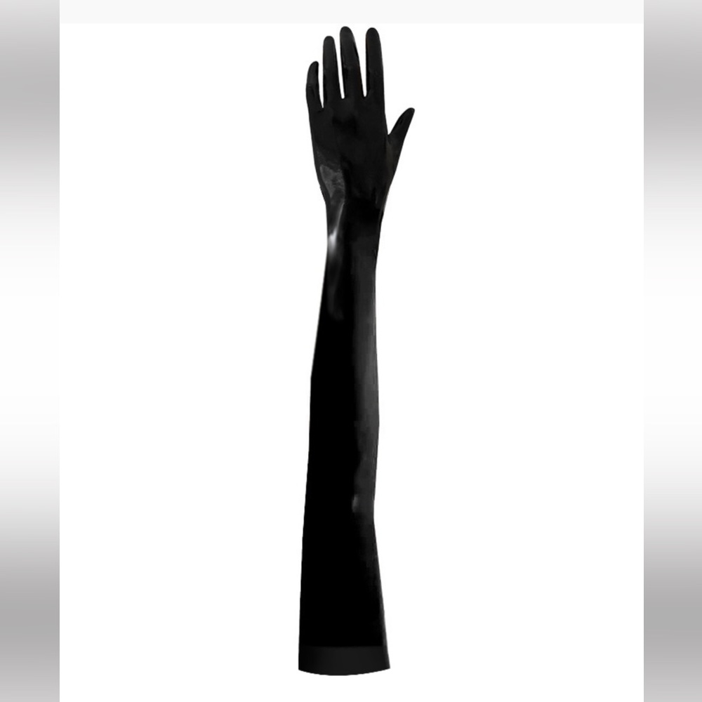 Atsuko Kudo Latex Black Gloves with Red trim